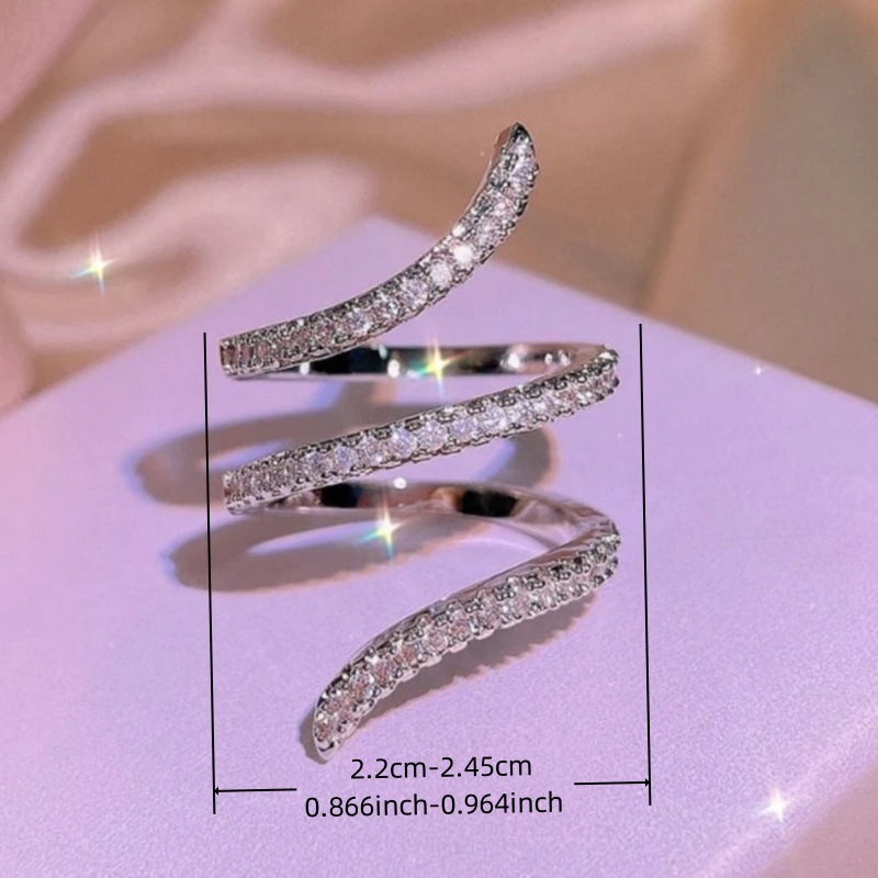 Intertwined Lines Adjustable Ring with Synthetic Zirconia, Gift for Her